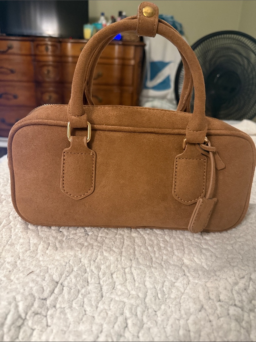Source Unknown Camel Suede Mini Satchel